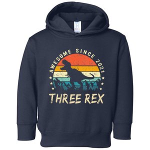 Three Rex 3rd Birthday Third Dinosaur 3 Year Old Toddler Hoodie