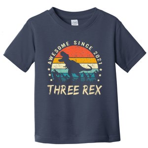 Three Rex 3rd Birthday Third Dinosaur 3 Year Old Toddler T-Shirt