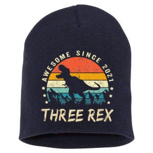 Three Rex 3rd Birthday Third Dinosaur 3 Year Old Short Acrylic Beanie