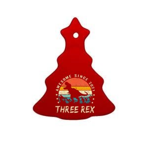 Three Rex 3rd Birthday Third Dinosaur 3 Year Old Ceramic Tree Ornament