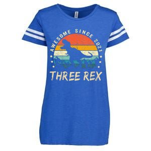 Three Rex 3rd Birthday Third Dinosaur 3 Year Old Enza Ladies Jersey Football T-Shirt