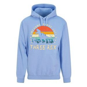 Three Rex 3rd Birthday Third Dinosaur 3 Year Old Unisex Surf Hoodie