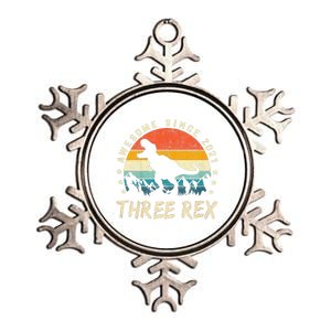 Three Rex 3rd Birthday Third Dinosaur 3 Year Old Metallic Star Ornament