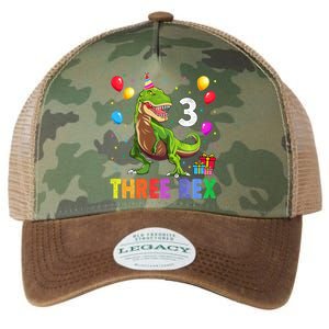 Three Rex 3rd Birthday Third Dinosaur 3 Year Old Legacy Tie Dye Trucker Hat