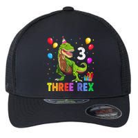 Three Rex 3rd Birthday Third Dinosaur 3 Year Old Flexfit Unipanel Trucker Cap