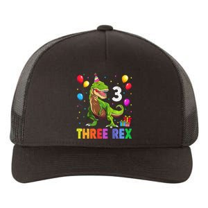 Three Rex 3rd Birthday Third Dinosaur 3 Year Old Yupoong Adult 5-Panel Trucker Hat