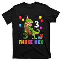 Three Rex 3rd Birthday Third Dinosaur 3 Year Old T-Shirt