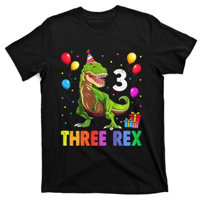 Three Rex 3rd Birthday Third Dinosaur 3 Year Old T-Shirt