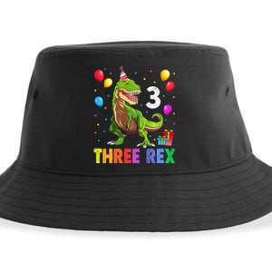 Three Rex 3rd Birthday Third Dinosaur 3 Year Old Sustainable Bucket Hat