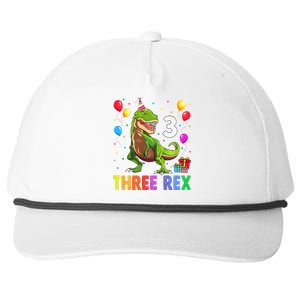 Three Rex 3rd Birthday Third Dinosaur 3 Year Old Snapback Five-Panel Rope Hat