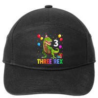 Three Rex 3rd Birthday Third Dinosaur 3 Year Old 7-Panel Snapback Hat