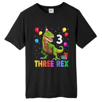 Three Rex 3rd Birthday Third Dinosaur 3 Year Old Tall Fusion ChromaSoft Performance T-Shirt