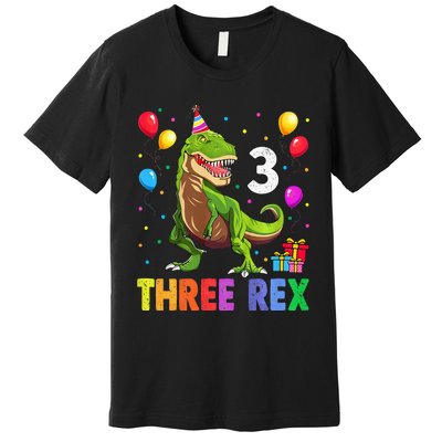 Three Rex 3rd Birthday Third Dinosaur 3 Year Old Premium T-Shirt