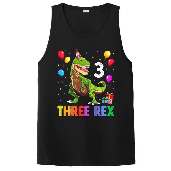 Three Rex 3rd Birthday Third Dinosaur 3 Year Old PosiCharge Competitor Tank