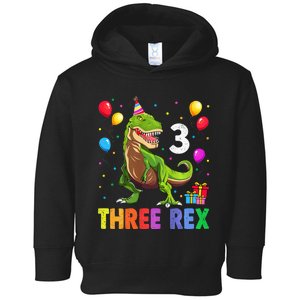 Three Rex 3rd Birthday Third Dinosaur 3 Year Old Toddler Hoodie