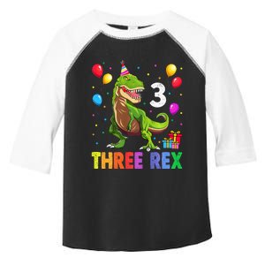 Three Rex 3rd Birthday Third Dinosaur 3 Year Old Toddler Fine Jersey T-Shirt