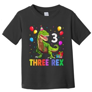 Three Rex 3rd Birthday Third Dinosaur 3 Year Old Toddler T-Shirt