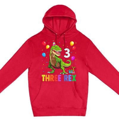 Three Rex 3rd Birthday Third Dinosaur 3 Year Old Premium Pullover Hoodie