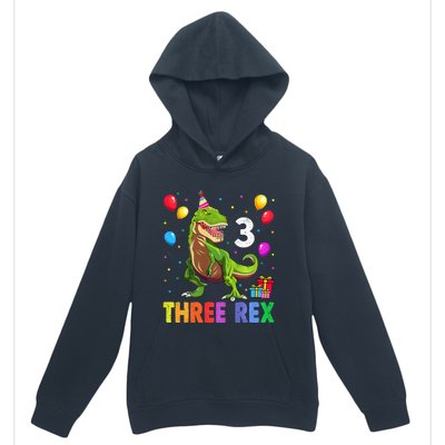 Three Rex 3rd Birthday Third Dinosaur 3 Year Old Urban Pullover Hoodie