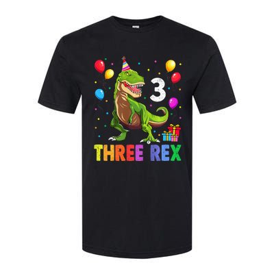 Three Rex 3rd Birthday Third Dinosaur 3 Year Old Softstyle® CVC T-Shirt