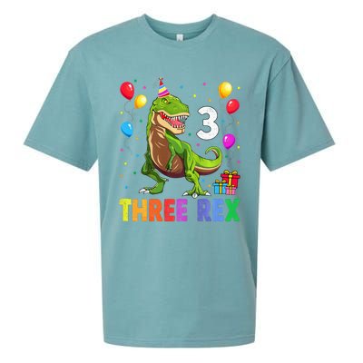 Three Rex 3rd Birthday Third Dinosaur 3 Year Old Sueded Cloud Jersey T-Shirt