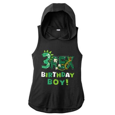 Three Rex 3rd Birthday Third Dinosaur 3 Year Old Ladies PosiCharge Tri-Blend Wicking Draft Hoodie Tank