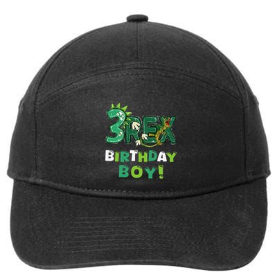 Three Rex 3rd Birthday Third Dinosaur 3 Year Old 7-Panel Snapback Hat