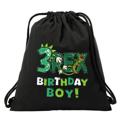 Three Rex 3rd Birthday Third Dinosaur 3 Year Old Drawstring Bag
