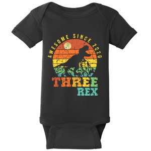 Three Rex 3rd Birthday Boy Third Dinosaur Awesome Baby Bodysuit