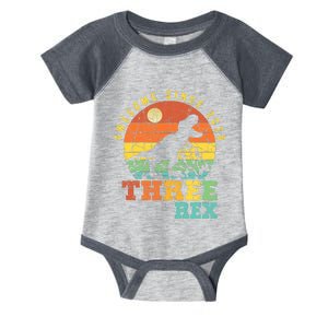 Three Rex 3rd Birthday Boy Third Dinosaur Awesome Infant Baby Jersey Bodysuit