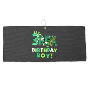 Three Rex 3rd Birthday Third Dinosaur 3 Year Old Large Microfiber Waffle Golf Towel