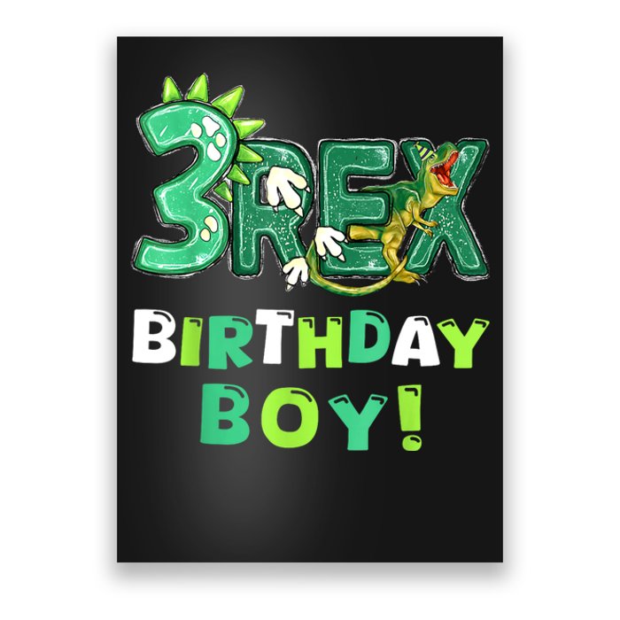 Three Rex 3rd Birthday Third Dinosaur 3 Year Old Poster