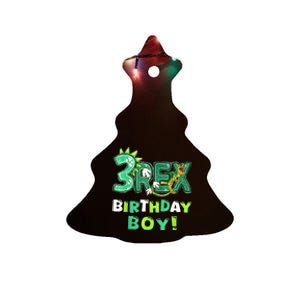 Three Rex 3rd Birthday Third Dinosaur 3 Year Old Ceramic Tree Ornament