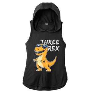 Three Rex 3rd Birthday Gifts Third Dinosaur Boy 3 Years Old Ladies PosiCharge Tri-Blend Wicking Draft Hoodie Tank