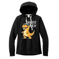 Three Rex 3rd Birthday Gifts Third Dinosaur Boy 3 Years Old Women's Fleece Hoodie