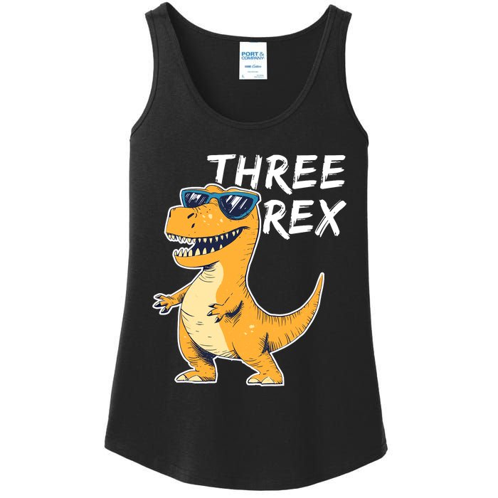 Three Rex 3rd Birthday Gifts Third Dinosaur Boy 3 Years Old Ladies Essential Tank