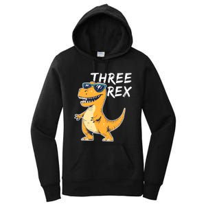 Three Rex 3rd Birthday Gifts Third Dinosaur Boy 3 Years Old Women's Pullover Hoodie