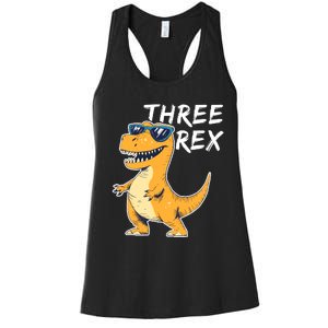 Three Rex 3rd Birthday Gifts Third Dinosaur Boy 3 Years Old Women's Racerback Tank