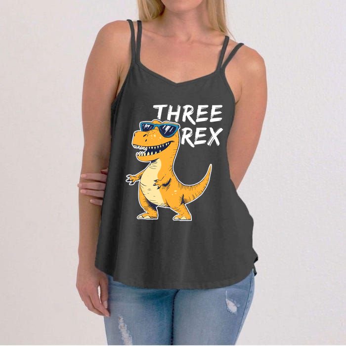 Three Rex 3rd Birthday Gifts Third Dinosaur Boy 3 Years Old Women's Strappy Tank