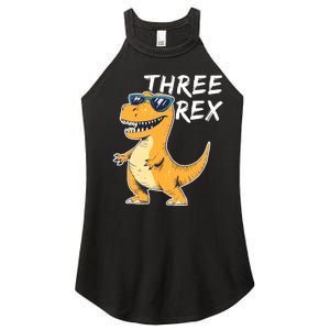 Three Rex 3rd Birthday Gifts Third Dinosaur Boy 3 Years Old Women's Perfect Tri Rocker Tank