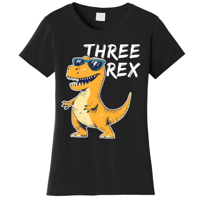 Three Rex 3rd Birthday Gifts Third Dinosaur Boy 3 Years Old Women's T-Shirt