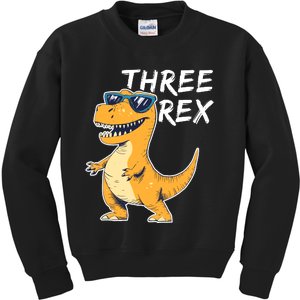 Three Rex 3rd Birthday Gifts Third Dinosaur Boy 3 Years Old Kids Sweatshirt