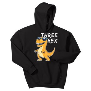 Three Rex 3rd Birthday Gifts Third Dinosaur Boy 3 Years Old Kids Hoodie