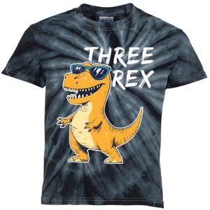 Three Rex 3rd Birthday Gifts Third Dinosaur Boy 3 Years Old Kids Tie-Dye T-Shirt