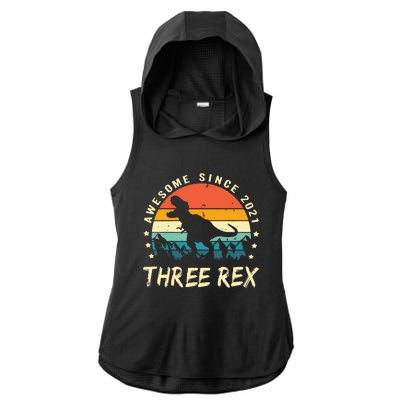 Three Rex 3rd Birthday Third Dinosaur 3 Year Old Ladies PosiCharge Tri-Blend Wicking Draft Hoodie Tank