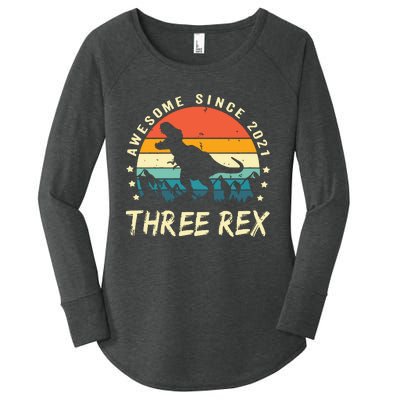 Three Rex 3rd Birthday Third Dinosaur 3 Year Old Women's Perfect Tri Tunic Long Sleeve Shirt