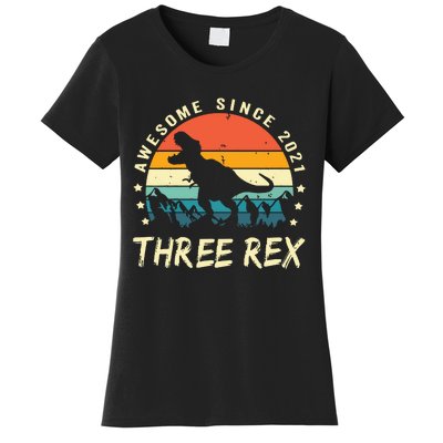 Three Rex 3rd Birthday Third Dinosaur 3 Year Old Women's T-Shirt