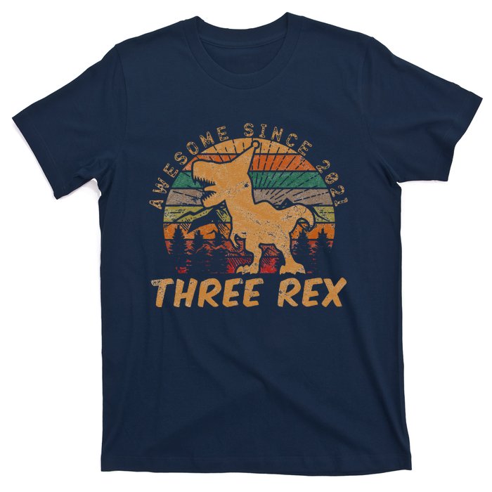 Three Rex 3rd Birthday Gift Third Dinosaur 3 Year Old T-Shirt