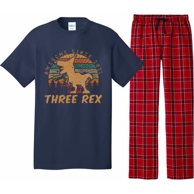 Three Rex 3rd Birthday Gift Third Dinosaur 3 Year Old Pajama Set