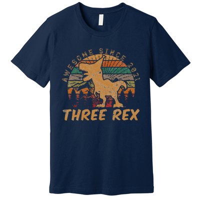 Three Rex 3rd Birthday Gift Third Dinosaur 3 Year Old Premium T-Shirt